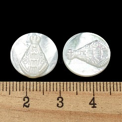 Cabochons de coquillages blancs naturels sculptés&nbsp;SSHEL-N038-06B-03