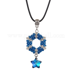 Set di collane con ciondolo e orecchini pendenti in perline di vetro esagonali&nbsp;SJEW-MZ00004