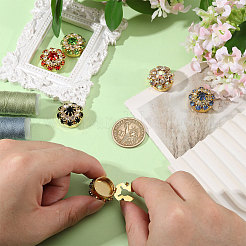 12 bouton de manchette en laiton avec strass bicolore&nbsp;DIY-GL0007-16