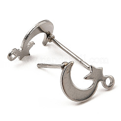 Accesorios para aretes tipo botón de acero inoxidable 201 con forma de luna y estrella que no se deslustran&nbsp;STAS-Q251-04P