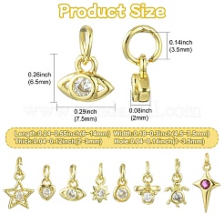 16pcs 8 breloques en zircone cubique en laiton de style micro pavé&nbsp;ZIRC-CJ0003-33