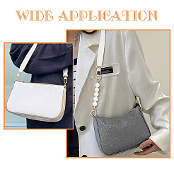 2 ensemble de sangles de sac en cuir PU et en plastique ABS rond imitation perle&nbsp;FIND-WR0009-23B