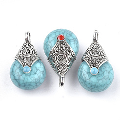 Pendentifs en résine de style tibétain&nbsp;RESI-T022-16G