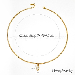 Collane con pendente a forma di occhio di cavallo in acciaio inossidabile 304 con pavé di zirconi cubici per donna&nbsp;WG2E402-03