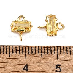 Breloques connecteurs rectangulaires en laiton pavé de zircone cubique shegrace&nbsp;XGRQ2O050-438C-G
