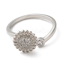 Anello aperto cat-eye girevole con zirconi&nbsp;RJEW-Q776-01G-02