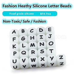 20 pz cubo luminoso lettera perline di silicone 12x12x12mm dadi quadrati alfabeto perline con 2mm foro distanziatore lettera allentata perline per braccialetto collana creazione di gioielli&nbsp;JX437M