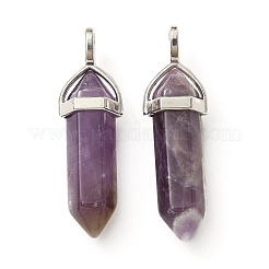 2pcs pendentifs pointus à double terminaison en améthyste naturelle&nbsp;G-YW0002-05B
