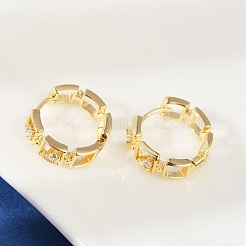Orecchini a cerchio in ottone chiaro con zirconi cubici&nbsp;EJEW-Q016-02G