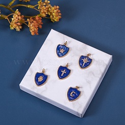 5 pièces 5 styles véritables en laiton plaqué or 18k micro pavé clair pendentifs en émail de zircone cubique&nbsp;ZIRC-SZ0001-35