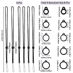 40 anneau en silicone de style 5 avec 6 cordons de cou réglables en polyester anti-perte&nbsp;DIY-GF0008-06