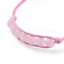 Bracciali di perline intrecciati in quarzo rosa naturale regolabili&nbsp;BJEW-JB04560-01