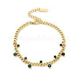 Bracciale charms in strass con catene a barbazzale&nbsp;BJEW-P273-01G
