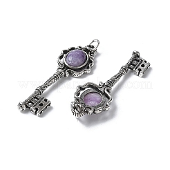 Chiave ottone lepidolite naturale grandi pendenti&nbsp;KK-D361-01AS-21