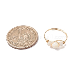 Runde Fingerringe aus natürlicher Muschel&nbsp;RJEW-JR00847-01