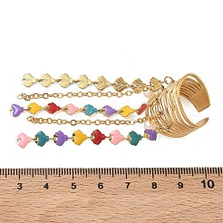 Offene Manschettenringe mit Quasten aus Edelstahl 304 für Damen&nbsp;RJEW-F208-01G-01