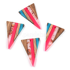 Pendentifs en résine transparente et bois de noyer&nbsp;RESI-TAC0017-50-A02