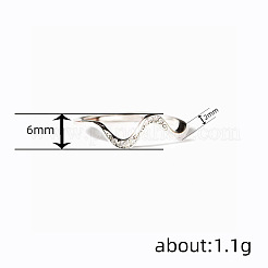 Bagues en laiton en forme de vague avec micro pavé de zircons cubiques transparents&nbsp;FS-WG385C2-02