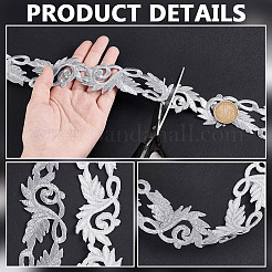 Patchs de bordure en dentelle brodée de fleurs en polyester thermocollants/cousus de 3.8 m&nbsp;OCOR-WH0082-292