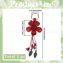 Porte-clés en cuir et alliage&nbsp;HJEW-WH20022-04B-11