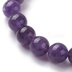 Braccialetti elasticizzati con perline rotonde di ametista naturale&nbsp;BJEW-JB10089-01
