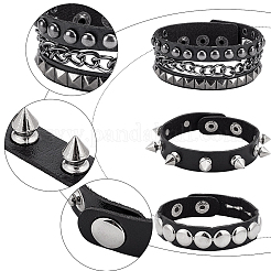 3 Stück Armbänder aus Kunstleder im Punk-Stil&nbsp;BJEW-WH0014-076A