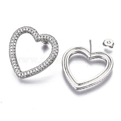 Orecchini a bottone in ottone con zirconi chiari e micro pavè&nbsp;EJEW-T046-012P-NF