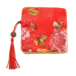 Aufbewahrungsbeutel für Schmuck aus Stoff im chinesischen Stil mit Blumenmuster und Reißverschluss&nbsp;LS-AJEW-D063-01B