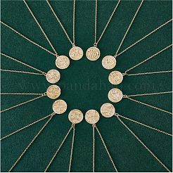 925 collar de plata esterlina 12 constelaciones horóscopo de oro signo del zodiaco collar redondo colgante de astrología collar con circonitas joyería de cumpleaños regalo para mujeres hombres&nbsp;JN1089J