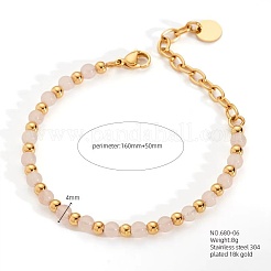 Bracelets de perles rondes en quartz rose naturel de style bohème pour femmes&nbsp;JU9810-2