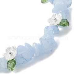 Braccialetti elastici con perline di acquamarina naturale tinta per donna&nbsp;BJEW-JB12311-01
