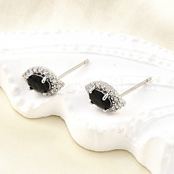 Boucles d'oreilles en laiton avec zircone cubique de micro pave&nbsp;EJEW-M103-02P