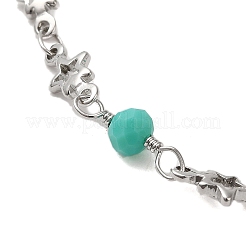 Pulseras de cadena de eslabones de estrella de latón&nbsp;BJEW-L685-01P