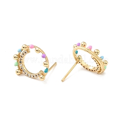Orecchini a cerchio ad anello con zirconi chiari e smalto colorato&nbsp;EJEW-C028-13G