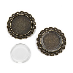 Messing-Anhänger mit Fassungen synthetisieren Türkiscabochons&nbsp;DIY-X0189-AB-NF