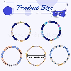 Set di braccialetti elasticizzati con perline a disco e colonna felici in stile 5 pz 5 per donne adolescenti&nbsp;sgBJEW-SZ0001-77B