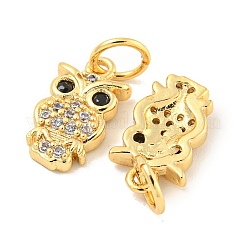 Placage de crémaillère en laiton micro pavé pendentifs en zircone cubique claire&nbsp;KK-B093-02E-G