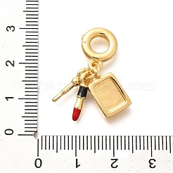 Europäische Anhänger aus Messing mit Emaille-Lippenstift und Lidschatten&nbsp;KK-U048-05G-03