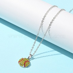 Colliers à chaîne avec pendentif en alliage de zinc et strass en forme de boule de sport&nbsp;LS-NJEW-U024-01P-01