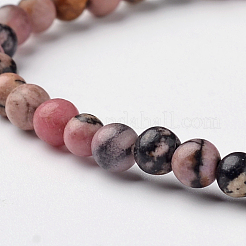Rhodonite naturales pulseras del estiramiento del grano redondo&nbsp;BJEW-L594-B06