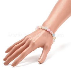 Bracciale elasticizzato in agata naturale con perline tonde e semi di vetro&nbsp;BJEW-JB08195-01