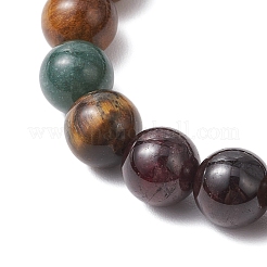 Stretch-Armbänder für Männer aus natürlichem Moosachat & Lavastein & Granat & Tigerauge & nicht magnetischen synthetischen Hämatit-Rundperlen&nbsp;BJEW-JB11942