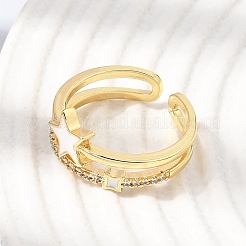 Bagues manchette en laiton micro pavé de zircons cubiques émaillés pour femmes&nbsp;CU-CBAE7DF-13G-01