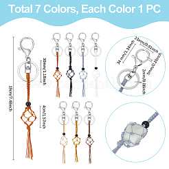 7 porte-clés en fil de coton ciré pour pochette en macramé&nbsp;HJEW-UN00069