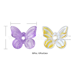 50pcs 5 Farben transparente sprühlackierte Glasanhänger&nbsp;GLAA-FP0001-12