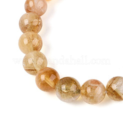 Pulseras elásticas de cuentas redondas de citrino natural para hombres y mujeres&nbsp;G-N349-10A