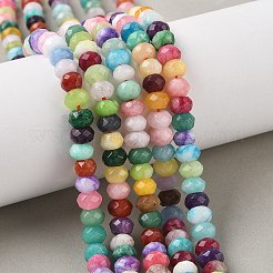 Naturels teints en blanc perles de jade brins&nbsp;G-F753-06C