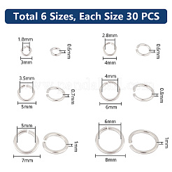 180 pieza de 6 estilos de anillos de salto abiertos de latón chapado en rack&nbsp;KK-PH0010-06