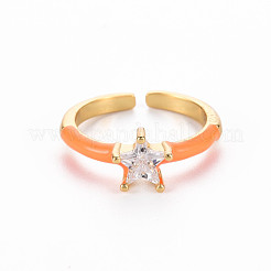 Anelli per polsini in ottone smaltato&nbsp;RJEW-T016-30-NF