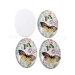 Schmetterling bedruckte Glas ovale Cabochons&nbsp;X-GGLA-N003-18x25-C42